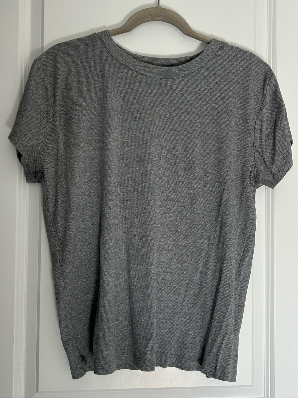 A New Day Gray Ribbed Crewneck Tee XXL Soft Stretch Basic T-Shirt